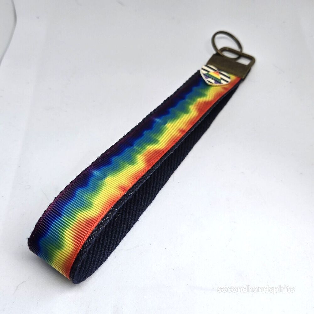 Wristlet Keychain In Rainbow W ALLY Pin Key Fob Wristlet Keychain